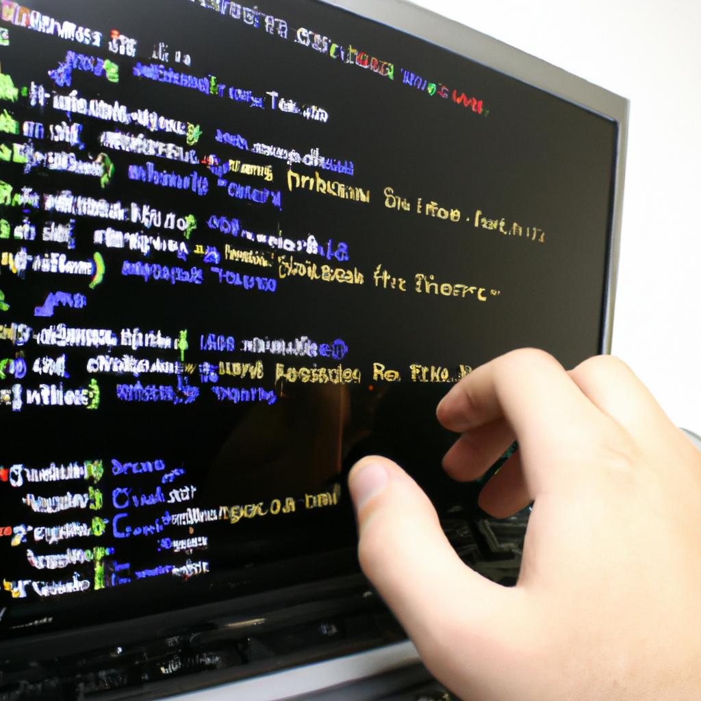 Person debugging computer programming code